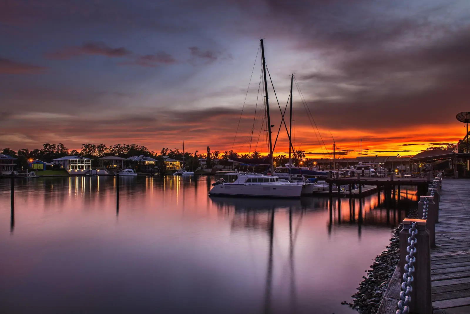Cullen Bay sunset over Darwin Harbour by Sandla Studios